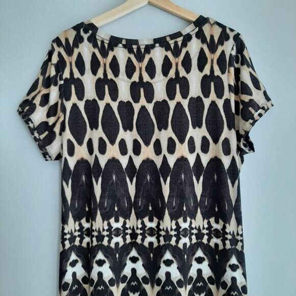CALVIN KLEIN \ Short Sleeve T-Shirt Dress Abstract Animal Print Sz L - Picture 7 of 10